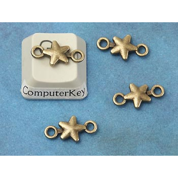 Connector, 2 loops, wee star, antiqued bronze, bag of 20