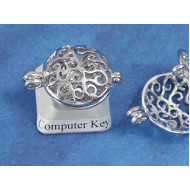 17mm Locket, round filigree spirals, NF platinum