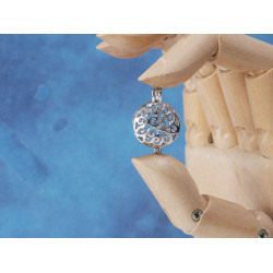 17mm Locket, round filigree spirals, NF platinum