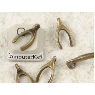 Charm, Wishbone, 15mm, antiqued bronze
