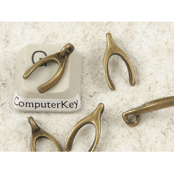 Charm, Wishbone, 15mm, antiqued bronze