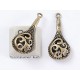 Drop pendant / charm gourd with koru spirals, NF ant brass plate