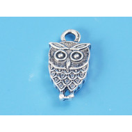Owl charm, antiqued silver colour, 18mm
