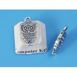 Owl charm, antiqued silver colour, 18mm