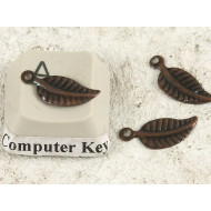 Charm, leaf, 15mm antiqued copper, per 20