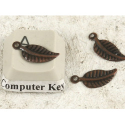 Charm, leaf, 15mm antiqued copper, per 20