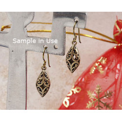 Drop pendant / charm with koru spirals, NF ant brass