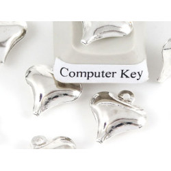 Charm, Puffed Heart charm, silver plate, bag of 20