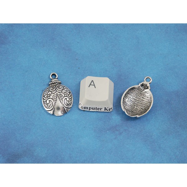 Charm / Pendant, Ladybug, Lady Bird, antiqued silver