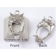 Owl charm setting, platinum color, 13mm