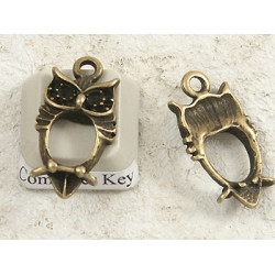 Owl charm setting, NF antique bronze, 13mm