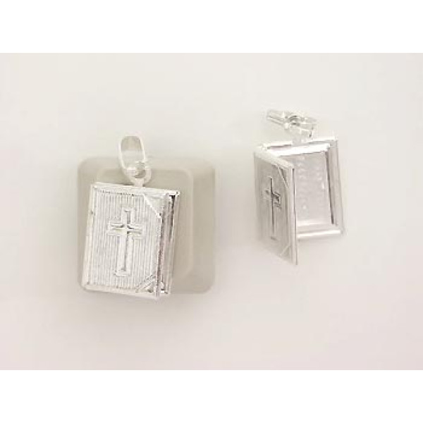 Book Locket Bible, silver plate