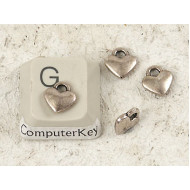 BULK PACK 20 Charms, wee Heart, antiqued silver plate, 8mm, bag of 20