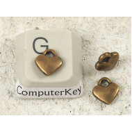 Charm, wee Heart, antiqued bronze plate, 8mm, bag of 20