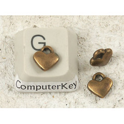 Charm, wee Heart, antiqued bronze plate, 8mm, bag of 20
