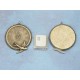 Pendant, clockface, bird, gear edge, NF ant bronze