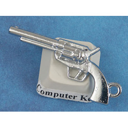 Big Revolver Gun pendant, 46mm, silver colour