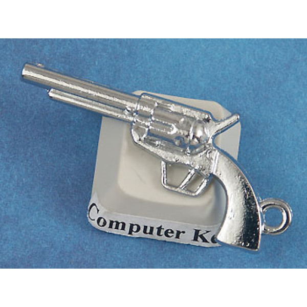 Big Revolver Gun pendant, 46mm, silver colour