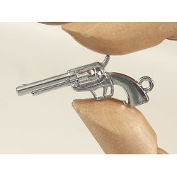 Big Revolver Gun pendant, 46mm, silver colour