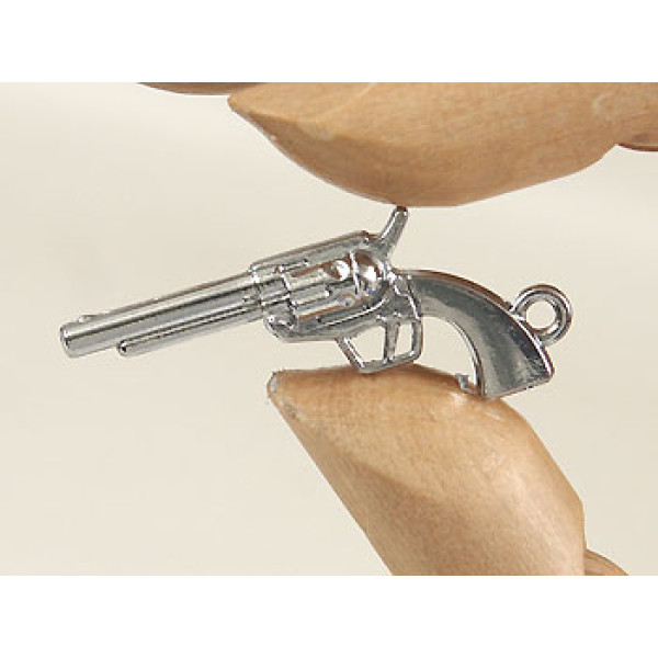 Big Revolver Gun pendant, 46mm, silver colour