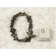 Pendant frame with birds and flowers, ant bronze, 44mm