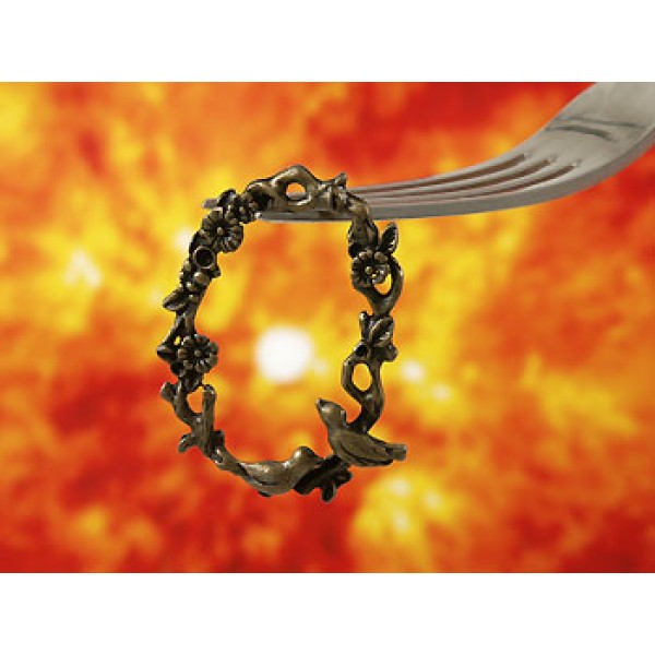 Pendant frame with birds and flowers, ant bronze, 44mm