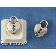 Charms, Padlock, antiqued silver, 14mm, bag of 10