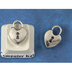 Charms, Padlock, antiqued silver, 14mm, bag of 10