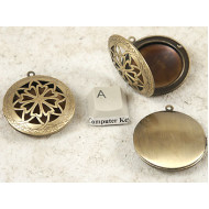 Filigree locket, antique bronze 32mm rennaissance steampunk style