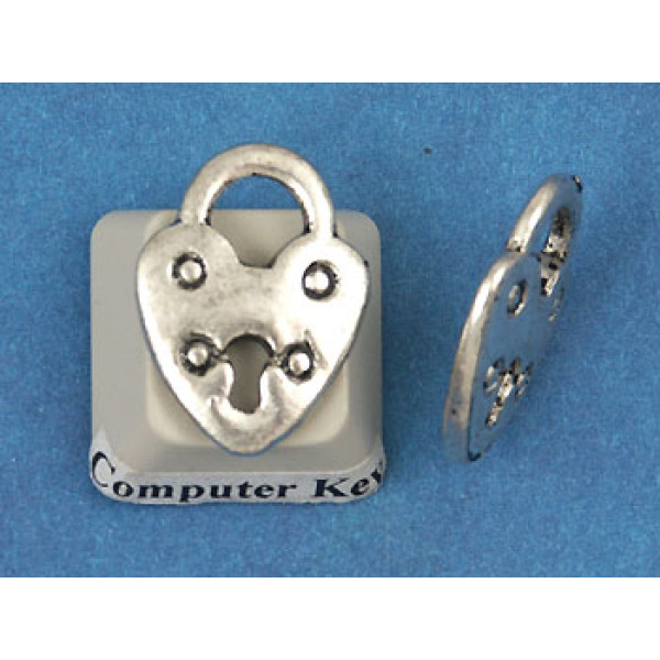 Charm, Padlock, 20mm, antiqued silver