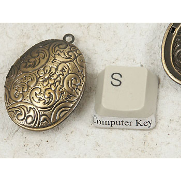 Engraved Oval Locket, antiqued bronze finish