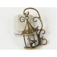 Fancy Birdcage pendant, antiqued brass