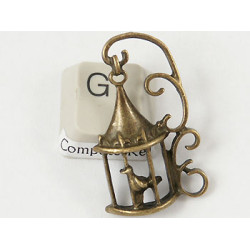 Fancy Birdcage pendant, antiqued brass