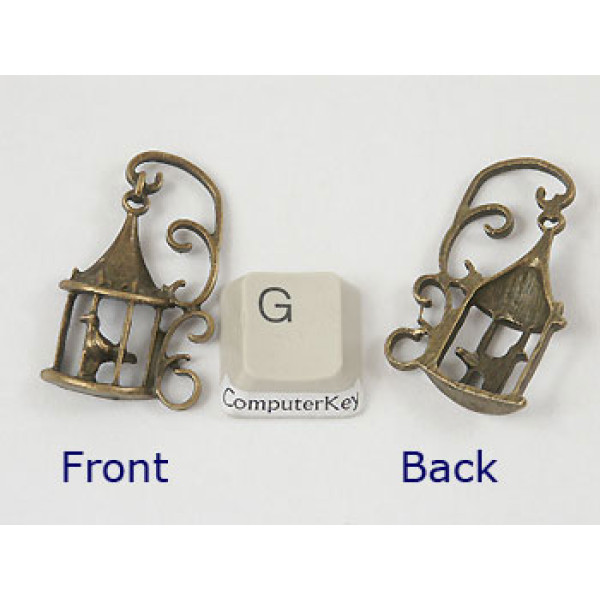 Fancy Birdcage pendant, antiqued brass