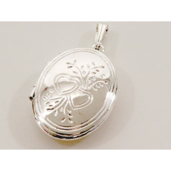 Oval Locket, silver plated, opens