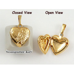 Locket, small Heart, gold plated, opens