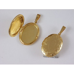 Locket, large oval, gold plated, opens