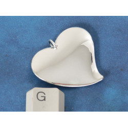 Curly Mod Heart pendant, 23x32mm, silver plate