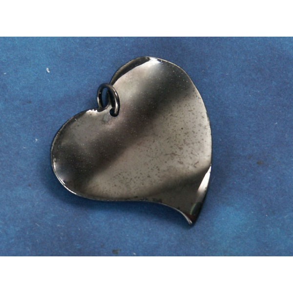 Curly Mod Heart pendant, 23x32mm, gunmetal black