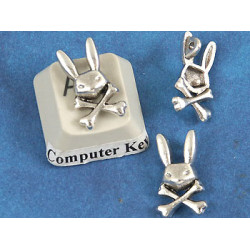 Charm, Pirate Rabbit with crossbones, ant. silver, bag of 20