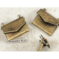 Charm, openable hand bag, antiqued bronze