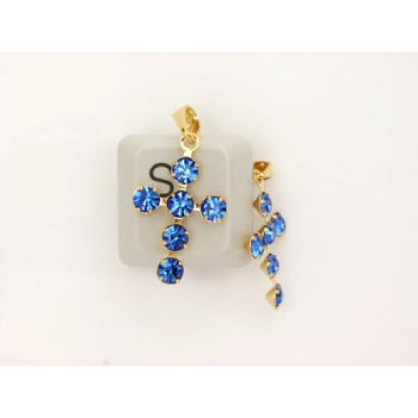 Cross, Gold with sparkly blue stones