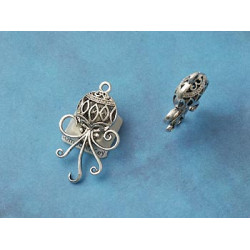 Steampunk Air Balloon Octopus, antiqued silver