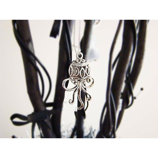 Steampunk Air Balloon Octopus, antiqued silver