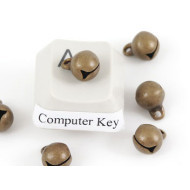 Charm, Bell, antiqued brass