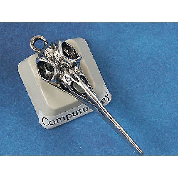 Hummingbird Bird Skull pendant, ant. silver