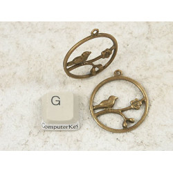 Cherry Blossom with Bird, antiqued bronze