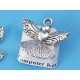 Angel charm, 23x21mm, antiqued silver colour
