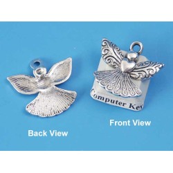 Angel charm, 23x21mm, antiqued silver colour
