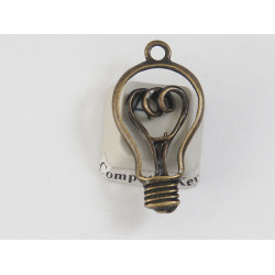 Lightbulb charm, double sided, ant. bronze